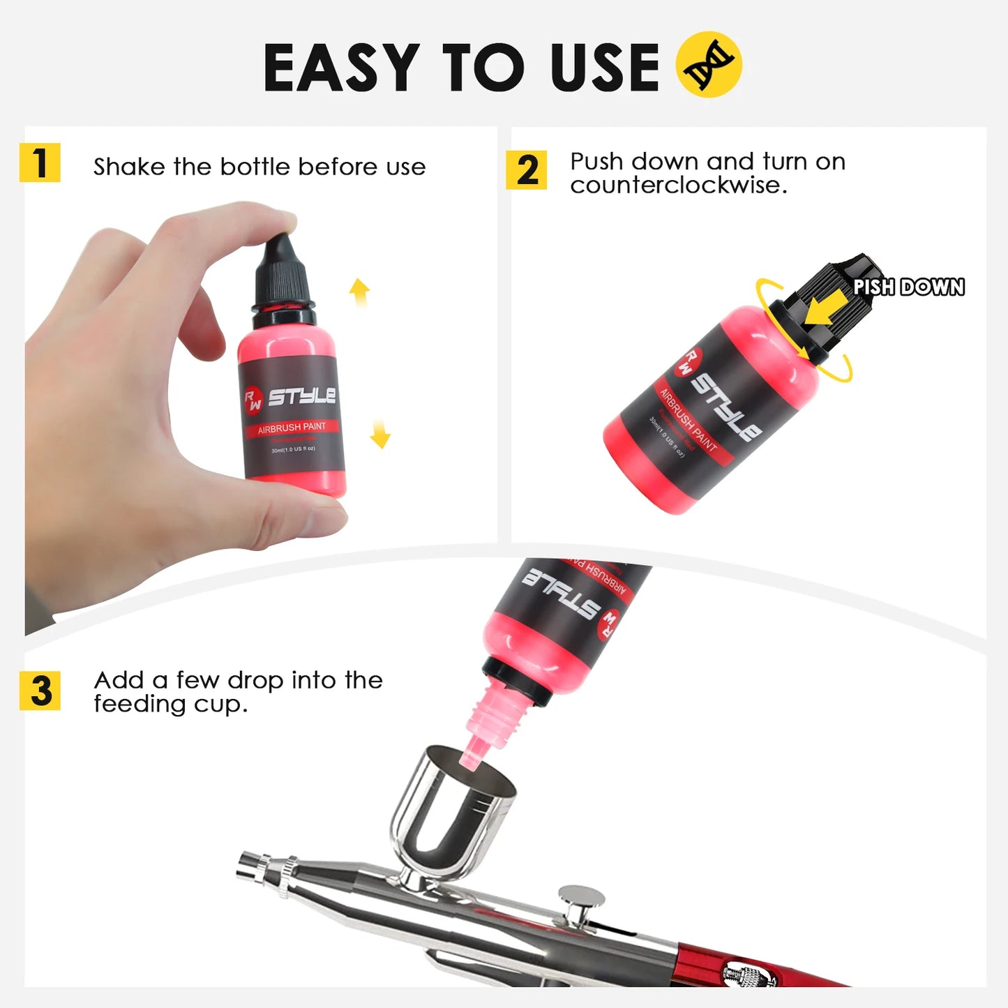 24Colors/Set Airbrush Paint Set, Opaque & Brilliant Acrylic Paint, 1fl Oz, Water Based, Ready To Spray, For Artists, Beginners