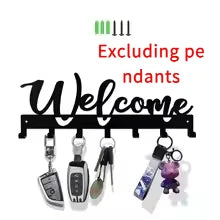 Metal Wall Mounted Key Holder Rack with 7 Hooks Decorative Organizer for Kitchen Entryway Hallway