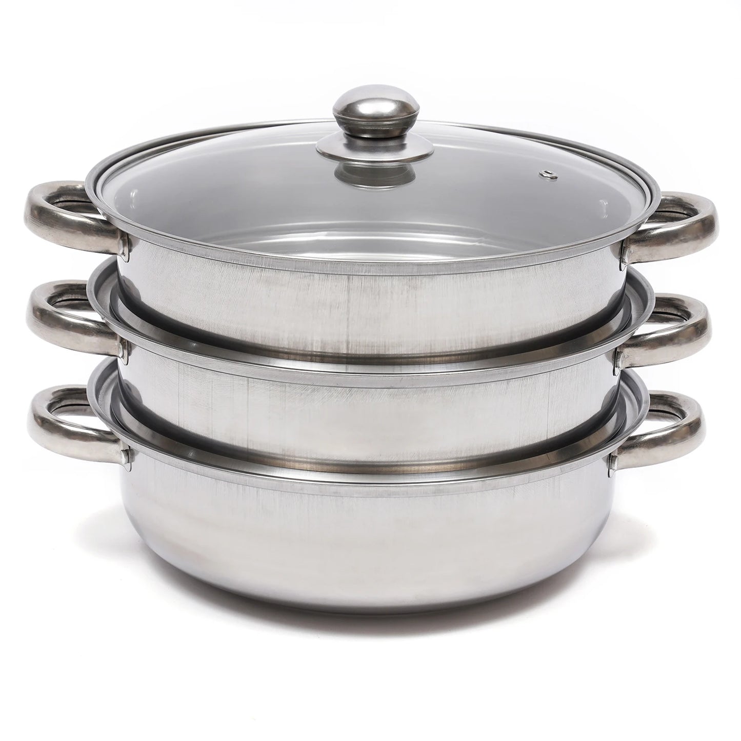 28CM Multi-Function 3 Tier Cook Food Veg Pot Large Stainless Steel Steam Cooker Steamer Kitchen