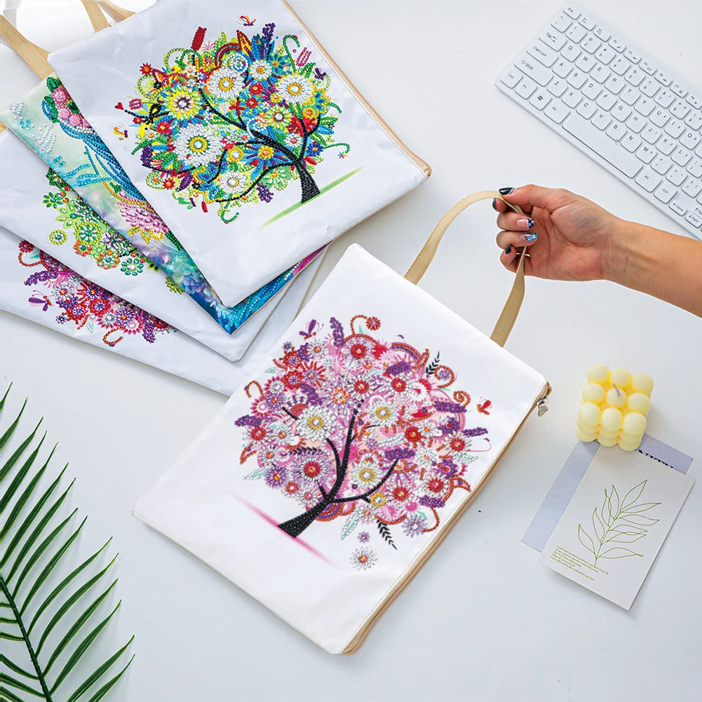 Green Lemon Love Diamond Painting Bag Flax Storage Tote