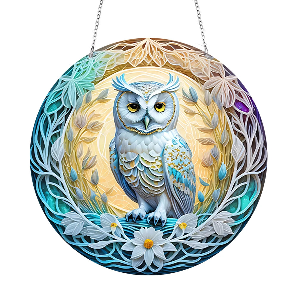 DIY Crystal Diamond Pendant Paint by Number 5D Special Shaped Drill Pendant Hanging Ornament Round Arts Craft Acrylic for Gift