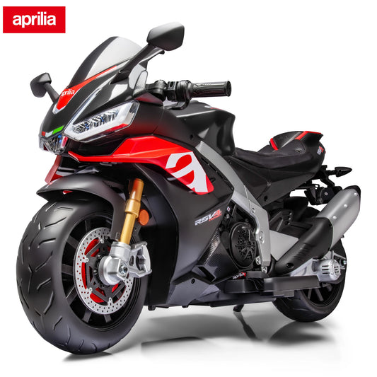 Aprilia Licensed 24V Kids Electric Motorcycle Ride On With LED Lights Bluetooth Music