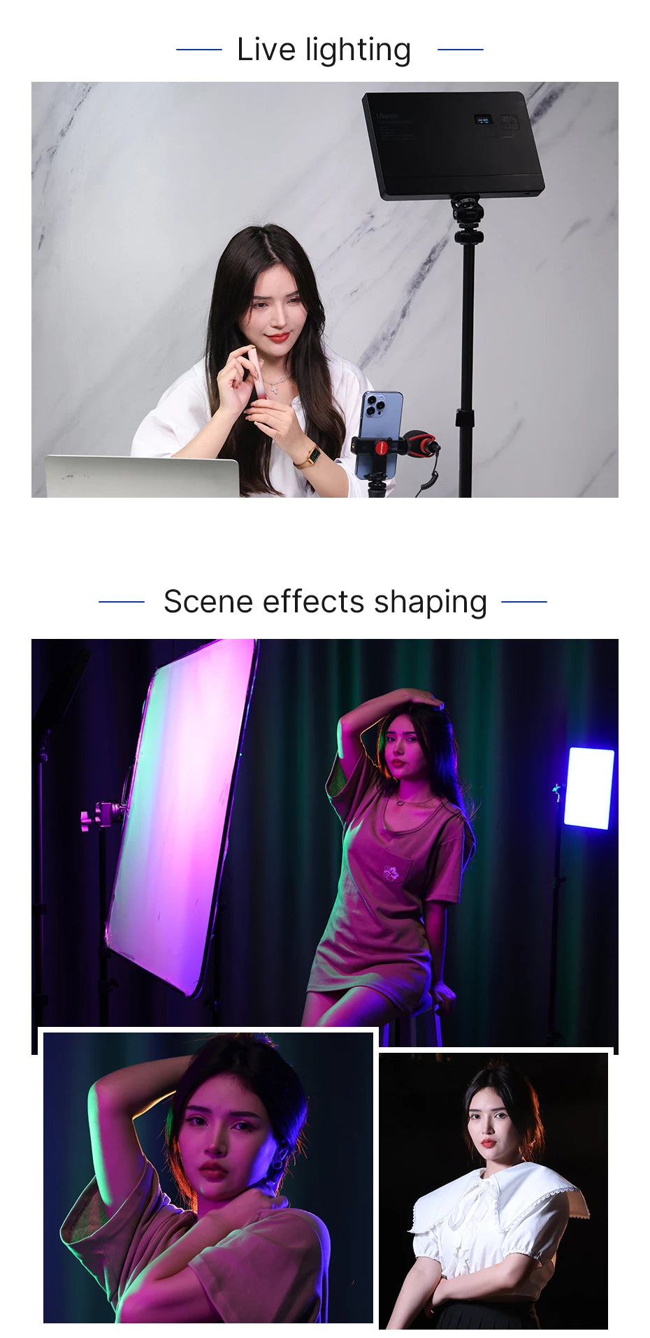 Ulanzi LT003 RGB Video Light Full Color Panel Light 8000mAh Dimmable 2500-9000K CRI 95+ Photo Studio Lamp 266 Beads Livestream