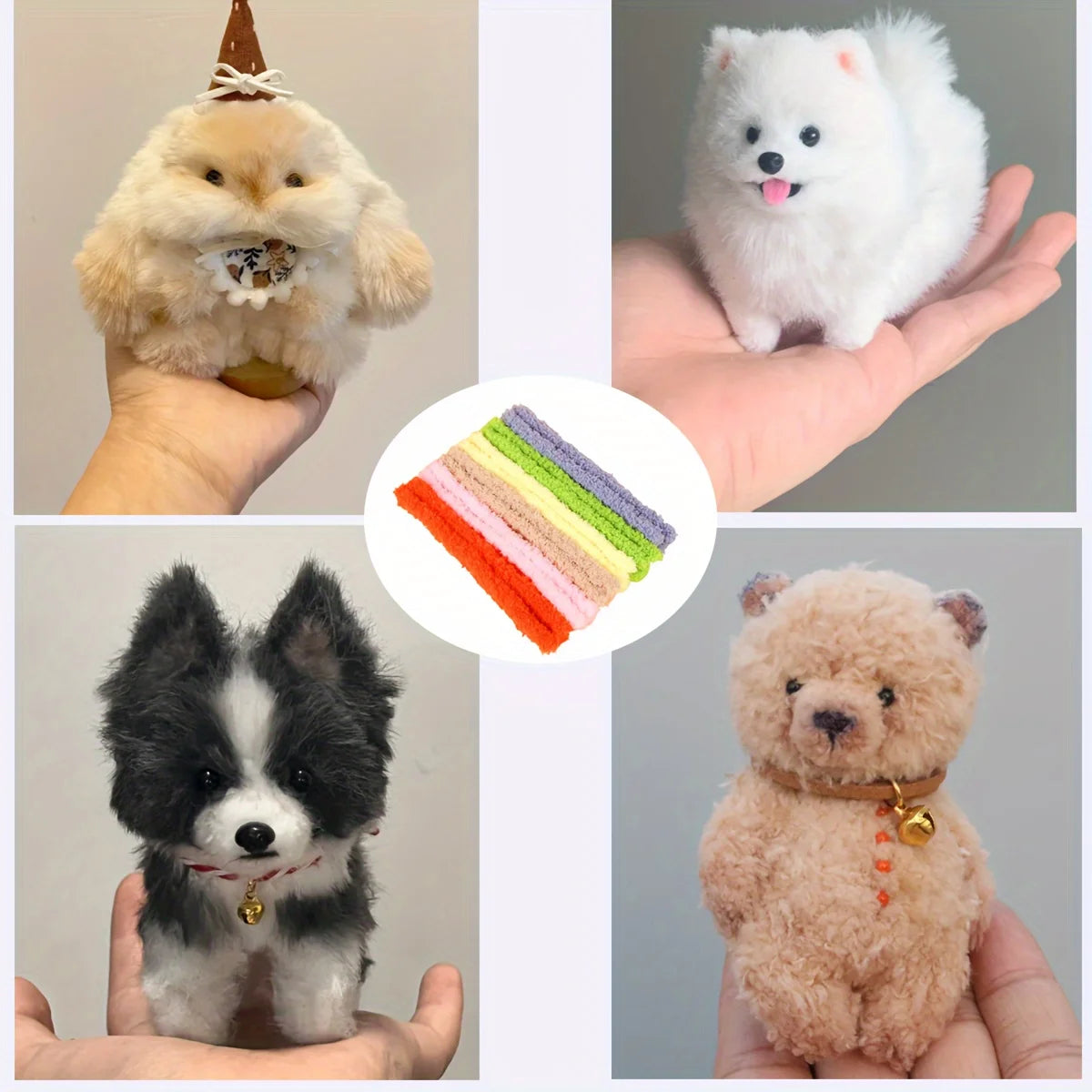 7-Piece DIY Coral Velvet Twisting Kit – Ultra-Dense Handicraft Material for Knitting Plush Puppies & Small Animals, Complete