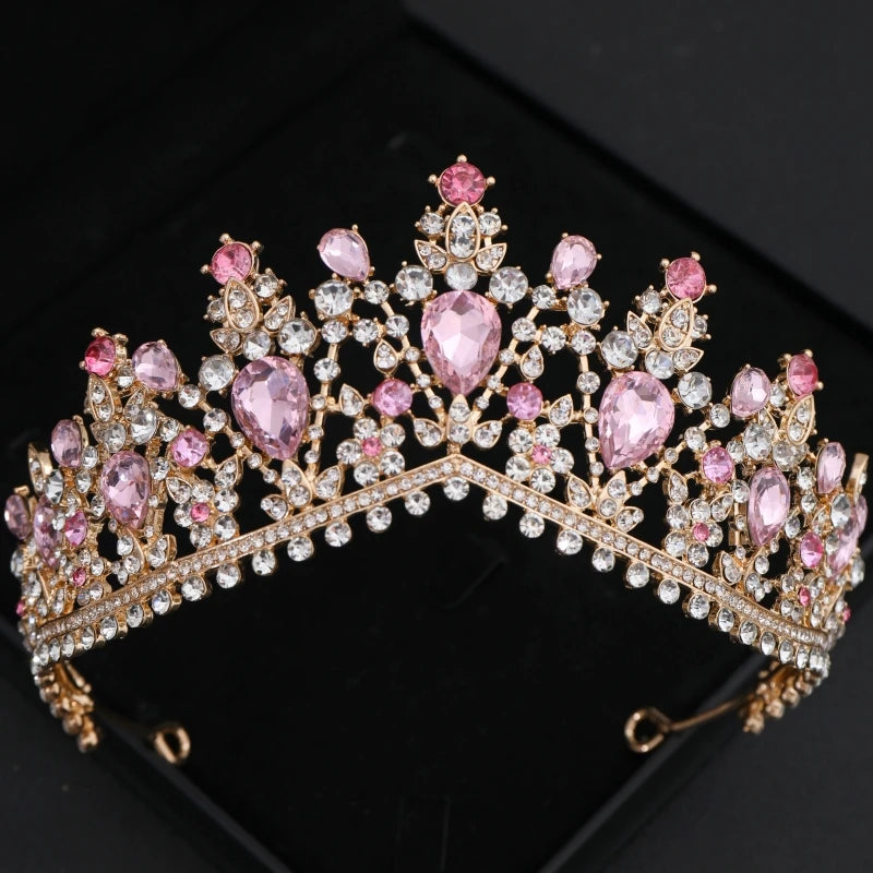 TUANMINGCN Baroque Crystal Tiara Crown for Bride Hair