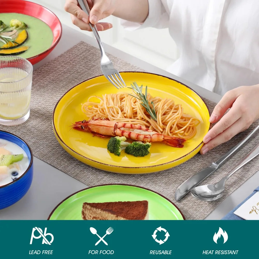 MALACASA 24 Piece Ceramic Tableware Set Hand Painted