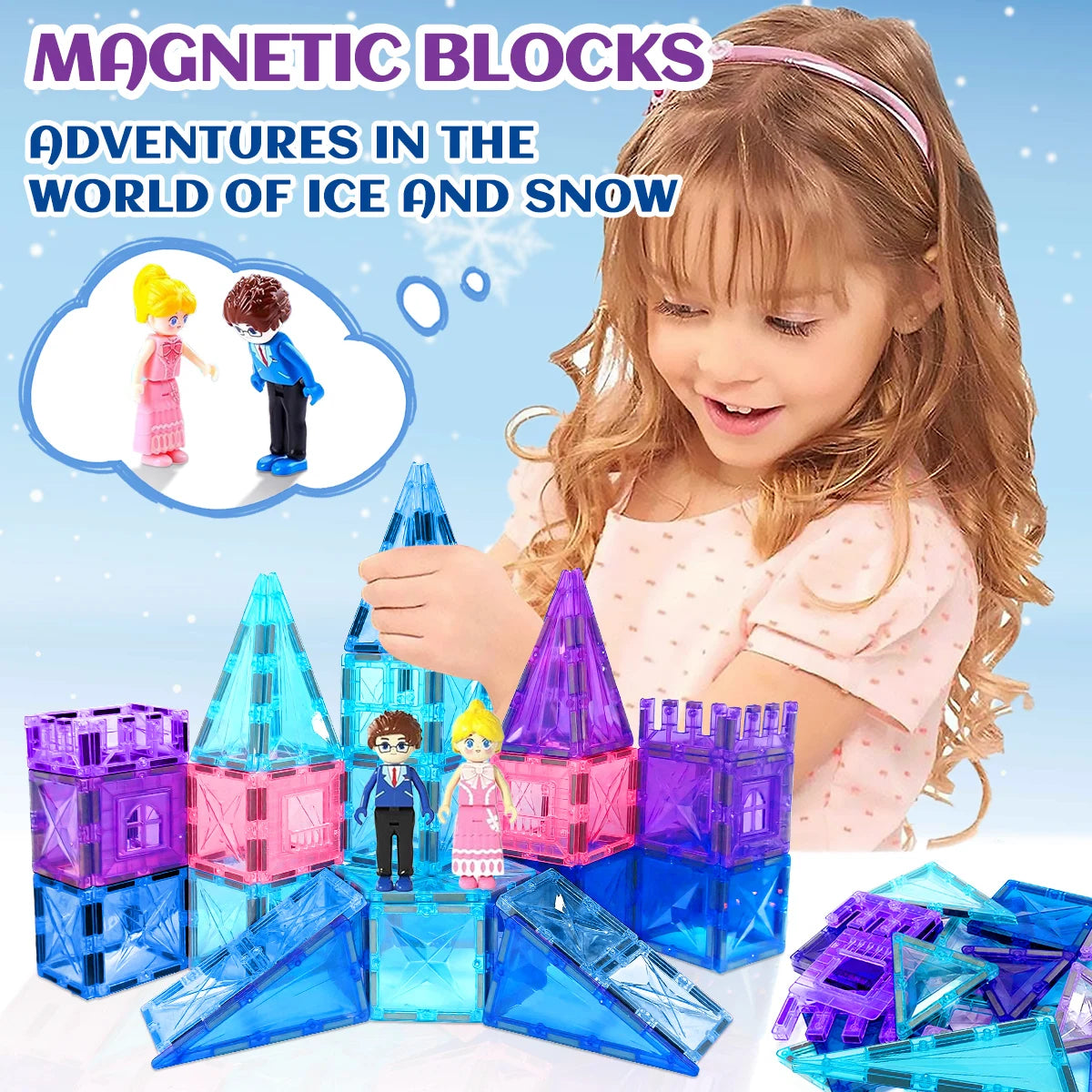 Magnetic Tiles Princess Castle Building Blocks for Girls STEM Toys