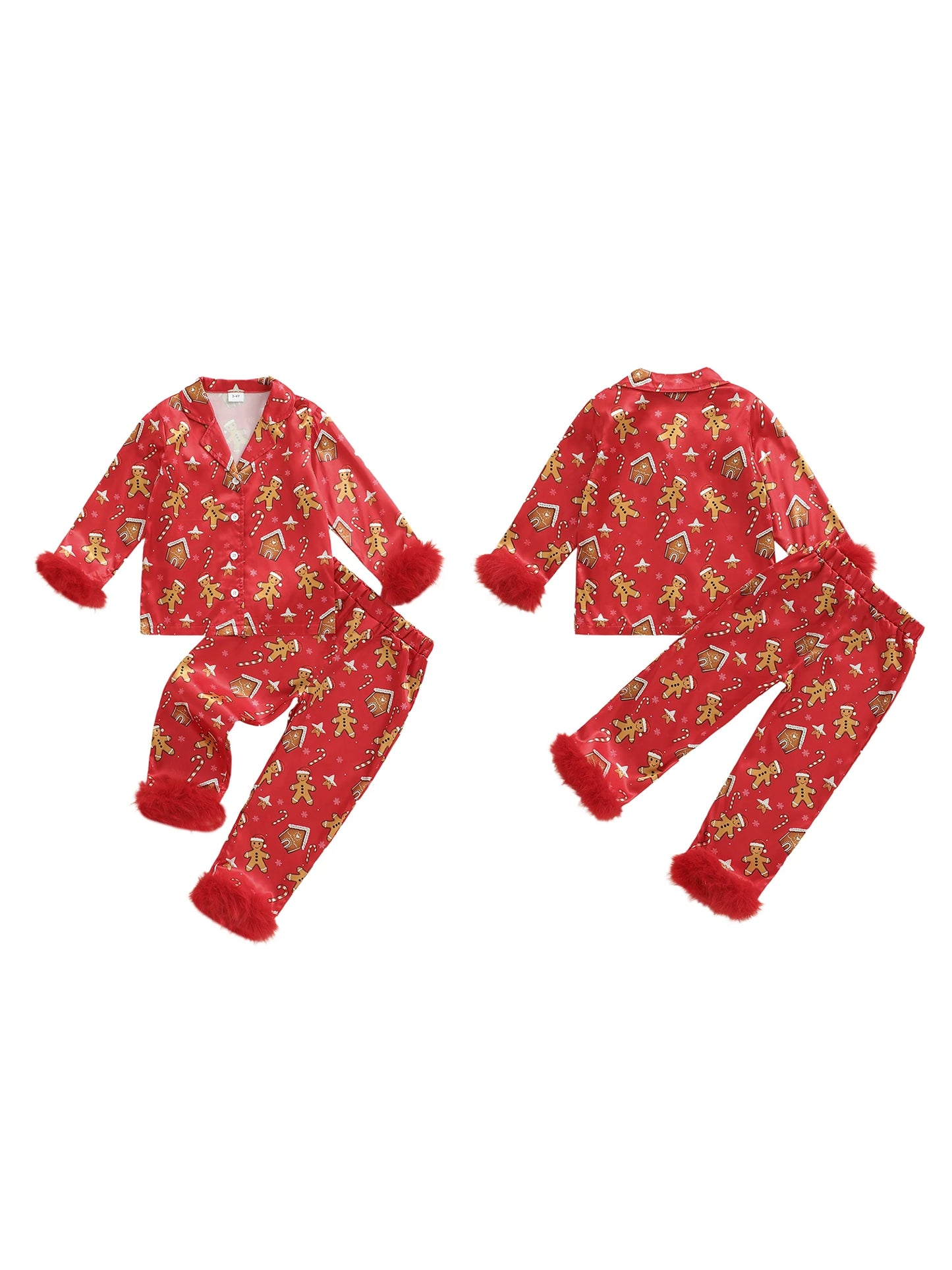 Infant 2-Piece Christmas Pajamas Set with Long Sleeve Gingerbread Man Print Shirt and Pants - Cozy Baby Loungewear for the