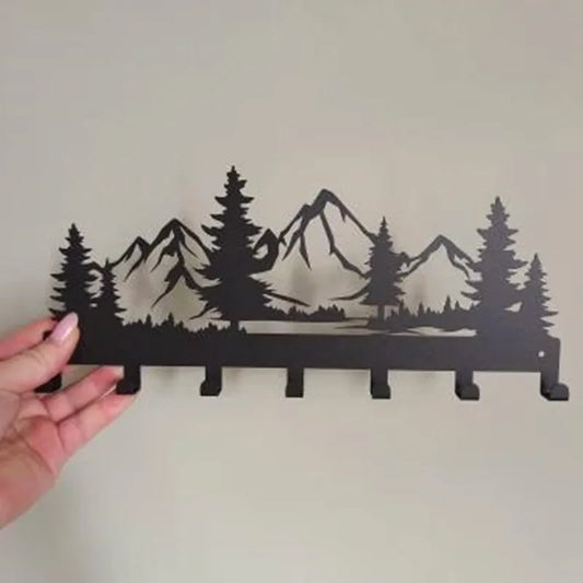 Metal Wall Mounted Key Holder Rack with 7 Hooks Decorative Organizer for Kitchen Entryway Hallway