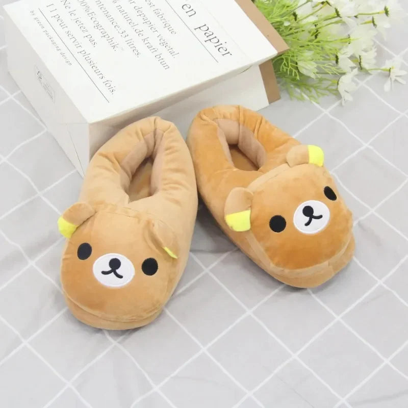 luxury Winter Bear Cotton Ladies Slippers House Home Cartoon Cute Bear Home Indoor Couple Female Warm Indoor Slipper Casual