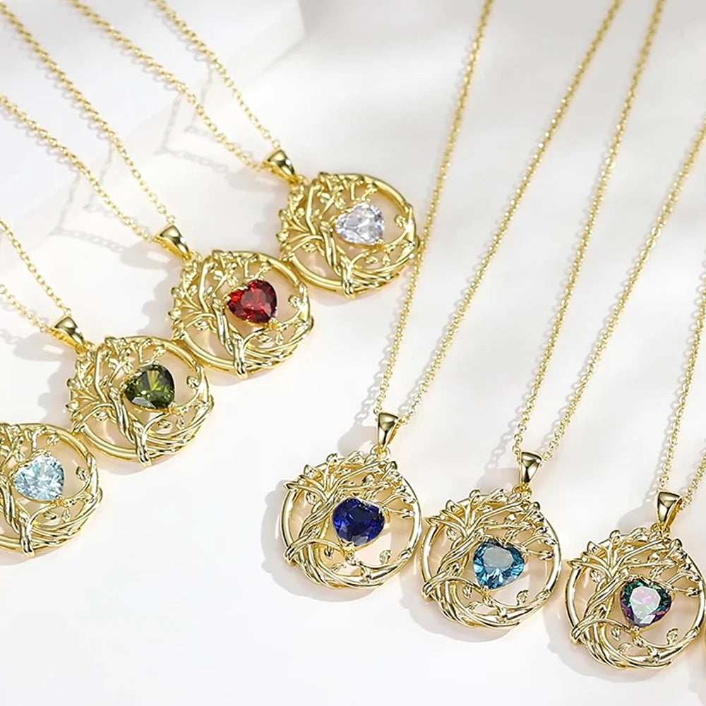 NoEnName_Null Tree of Life Birthstone Sterling Silver Pendant Necklace