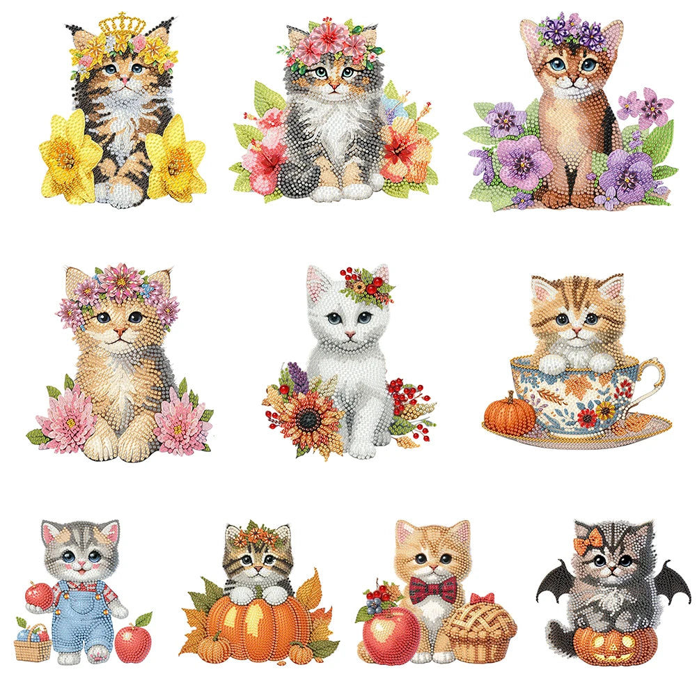 Green Lemon Love Diamond Painting Cat Shaking Head Kit