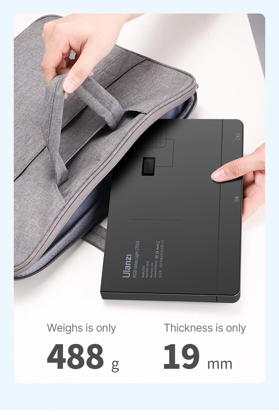 Ulanzi LT003 RGB Video Light Full Color Panel Light 8000mAh Dimmable 2500-9000K CRI 95+ Photo Studio Lamp 266 Beads Livestream