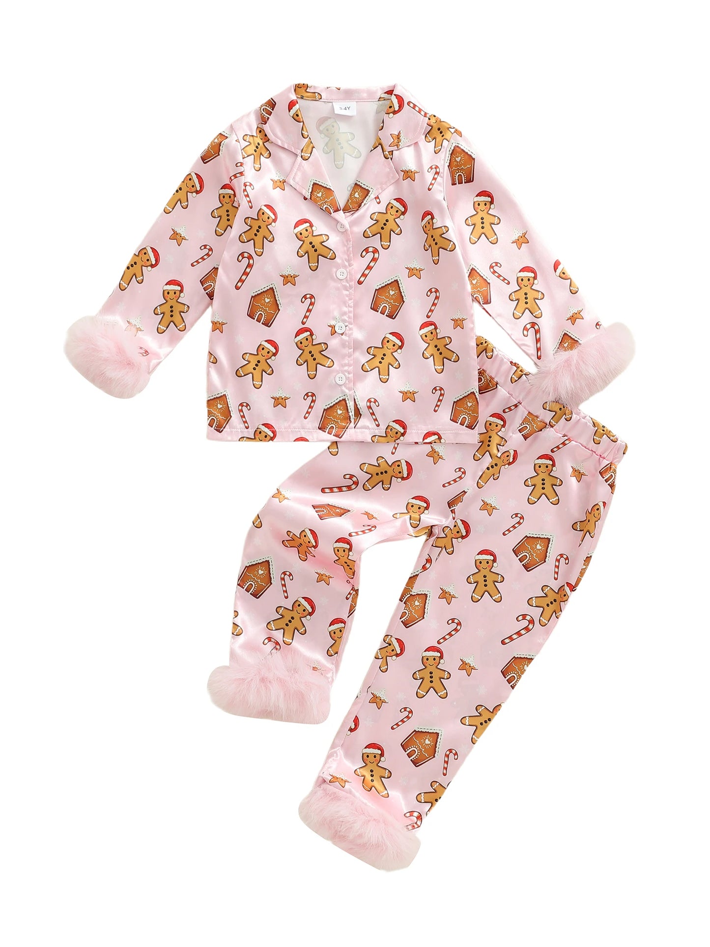 Infant 2-Piece Christmas Pajamas Set with Long Sleeve Gingerbread Man Print Shirt and Pants - Cozy Baby Loungewear for the