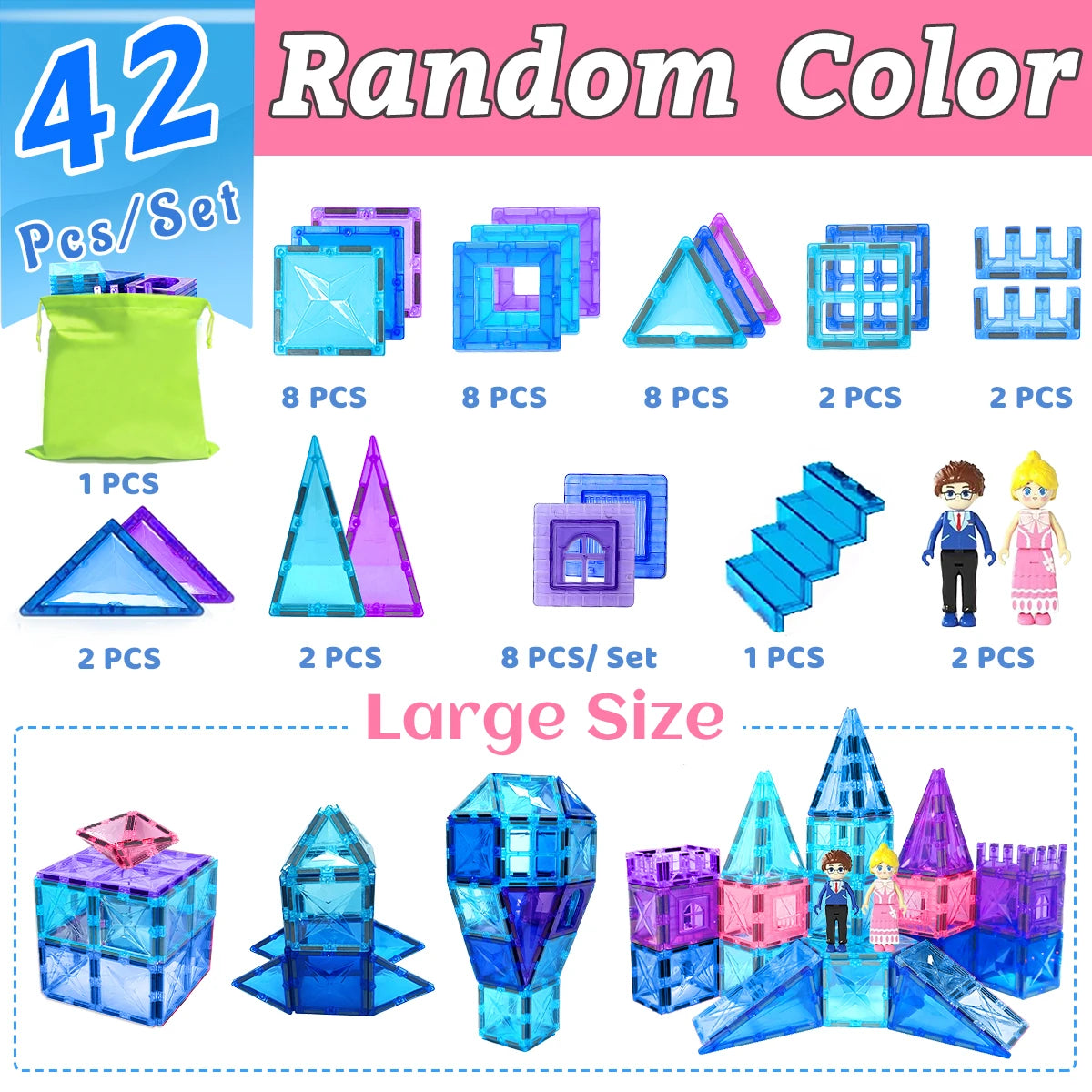 Magnetic Tiles Princess Castle Building Blocks for Girls STEM Toys