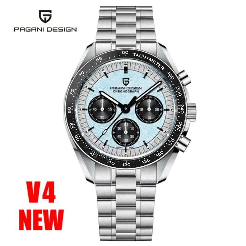 Pagani Design 2025 New Moon Men's Luxury Quartz Watch VK63 Chronograph AR Sapphire Mirror Ceramic Bezel Luminous