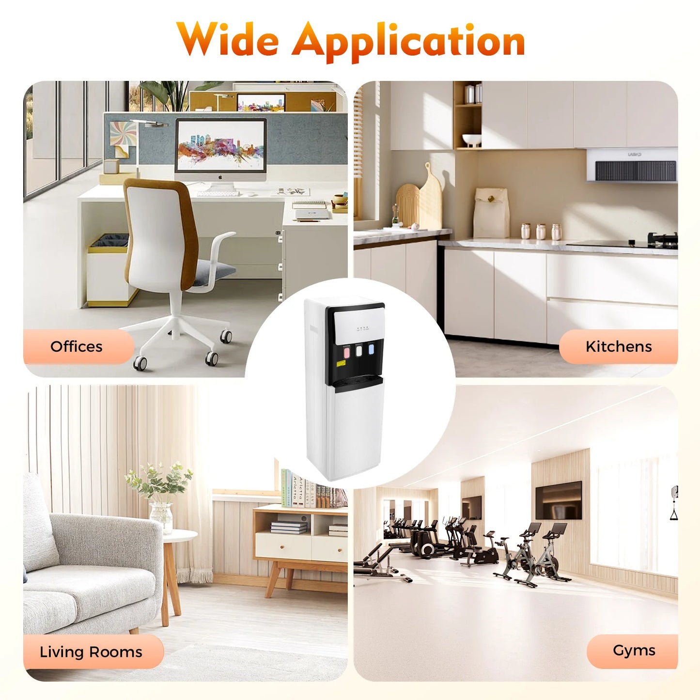 Hot & Cold Standing Water Dispenser Bottom Loading Water Cooler Dispenser for Offices, Nurseries, Homes, Gyms, Kitchens