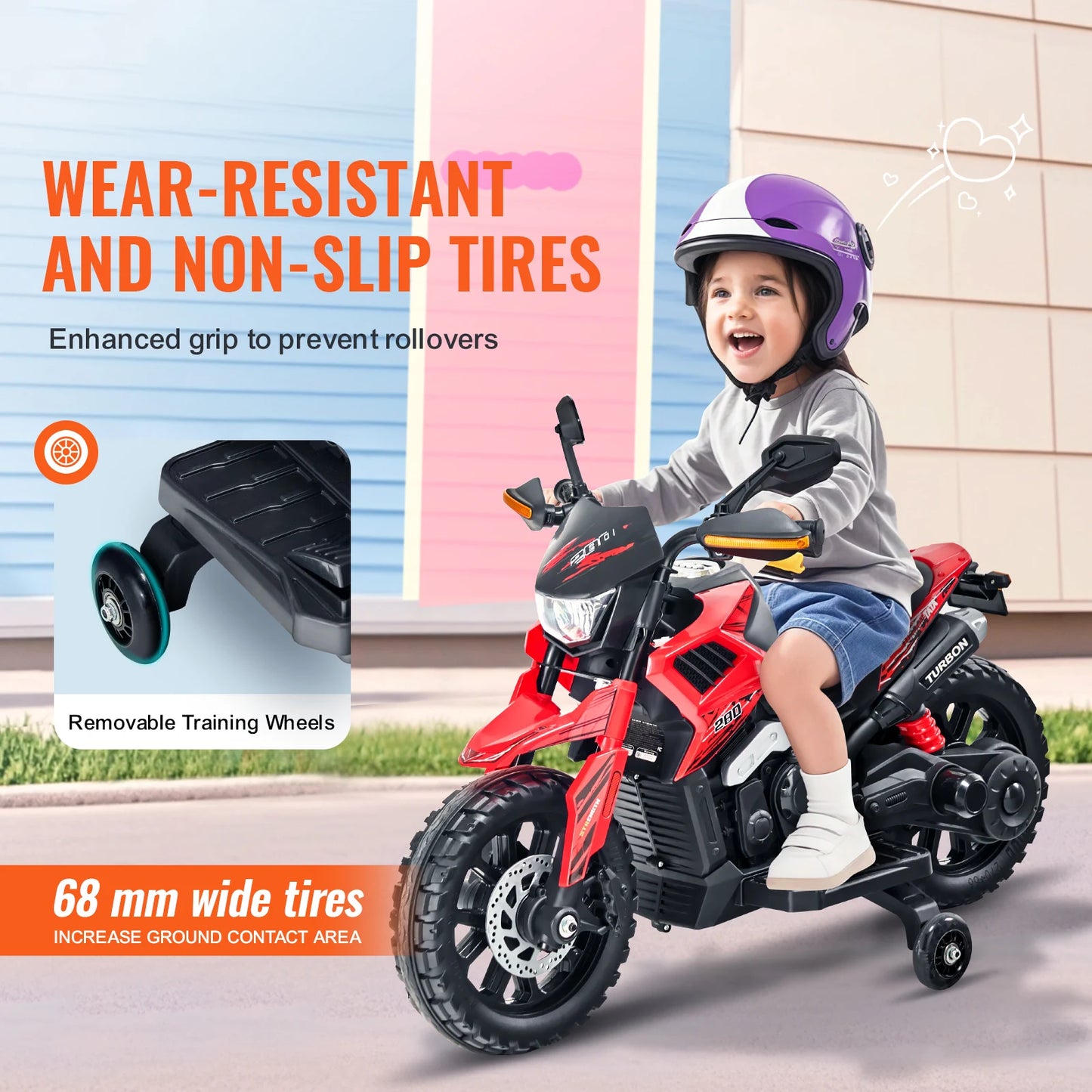 SucceBuy Kids Ride On Motorcycle With Bluetooth Headlight