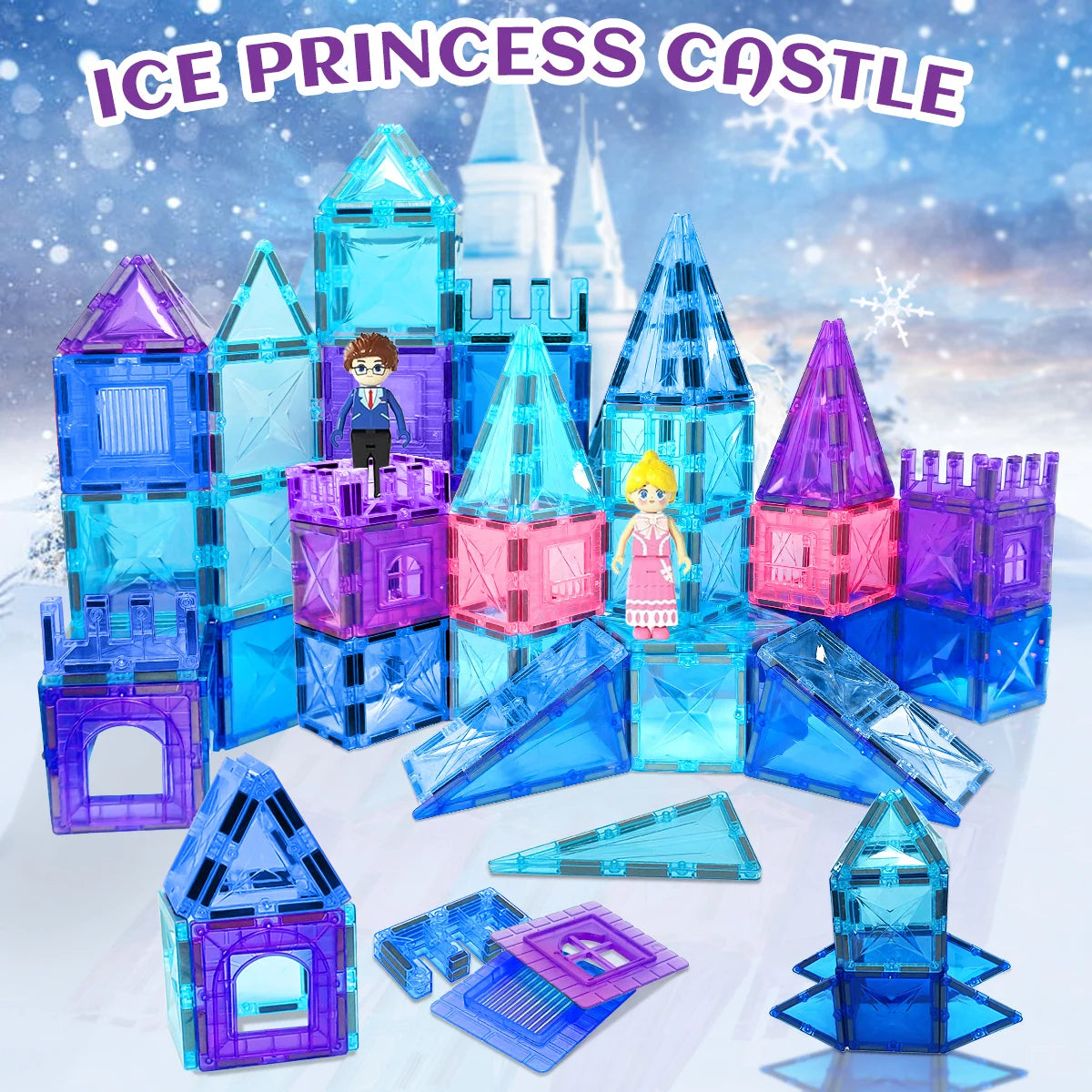 Magnetic Tiles Princess Castle Building Blocks for Girls STEM Toys