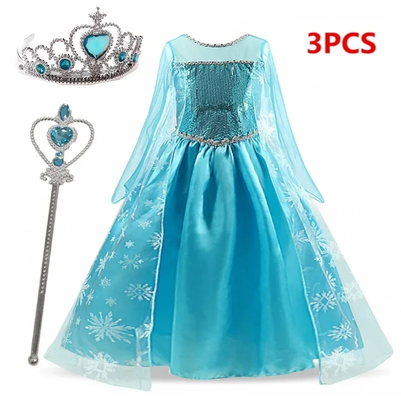 Elsa Snow Queen Girls UltraDeluxeTwinkleDecor Costume Dress For Premium Princess