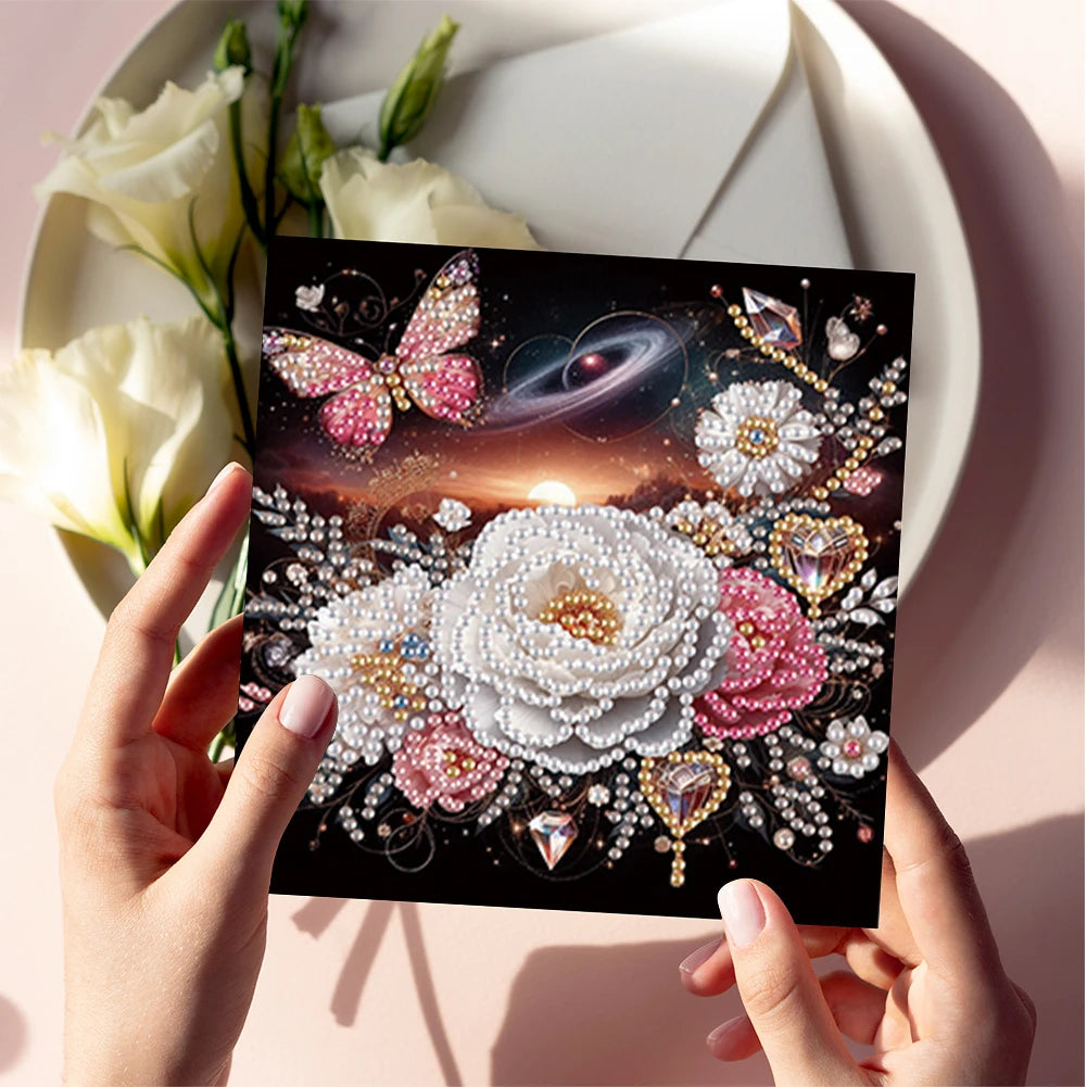 6Pcs Winter Tiger Cat Diamond Handmade Card Rhinestone Painting Card Kit Diamond Painting Greeting Card for Holiday Party Favors