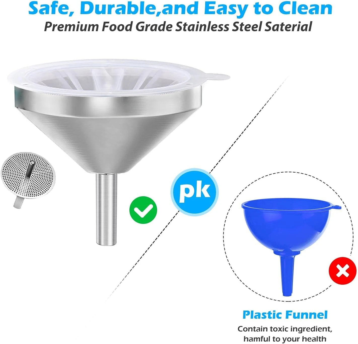 Green Lemon Love Premium Stainless Steel Funnel Mesh Filter