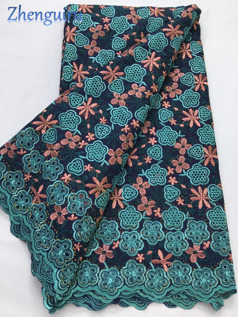 African Lace Fabric 2025 Swiss Voile Cotton Lace Elegant Nigerian Embroidered Cotton Lace Fabric 5 Yards for Women Sew A4016