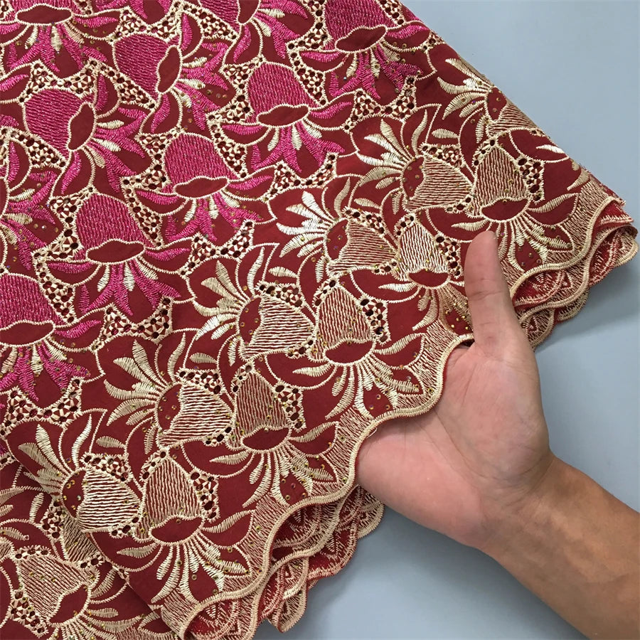 African Lace Fabric 2025 Swiss Voile Cotton Lace Elegant Nigerian Embroidered Cotton Lace Fabric 5 Yards for Women Sew A4016