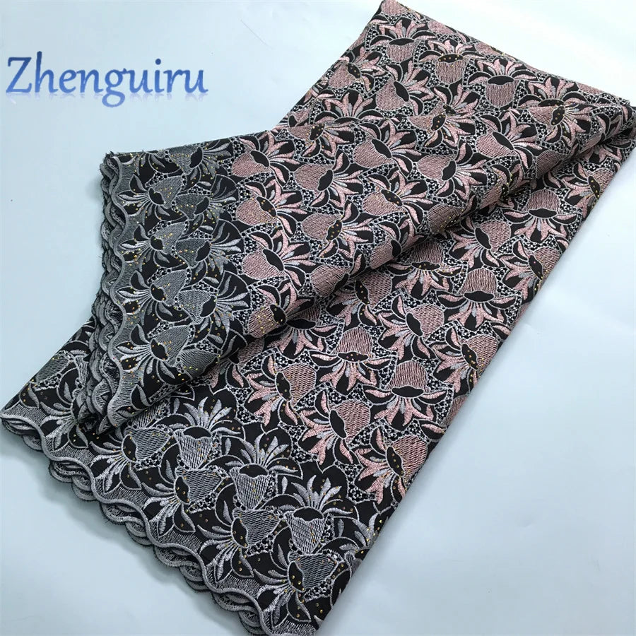 African Lace Fabric 2025 Swiss Voile Cotton Lace Elegant Nigerian Embroidered Cotton Lace Fabric 5 Yards for Women Sew A4016