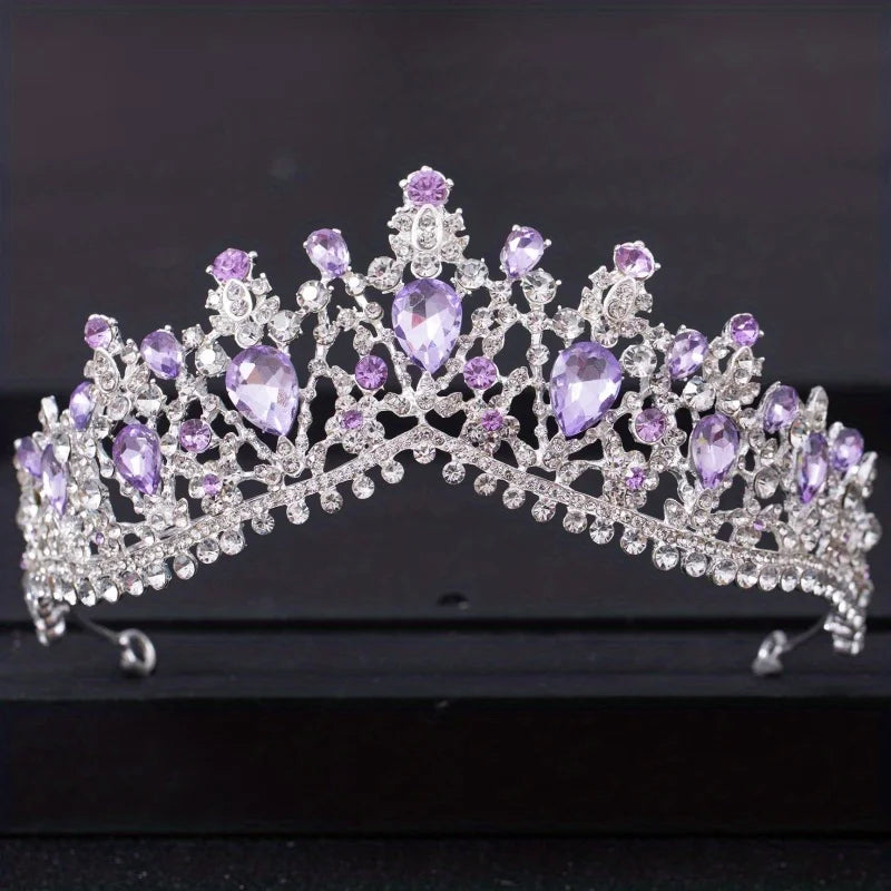 TUANMINGCN Baroque Crystal Tiara Crown for Bride Hair