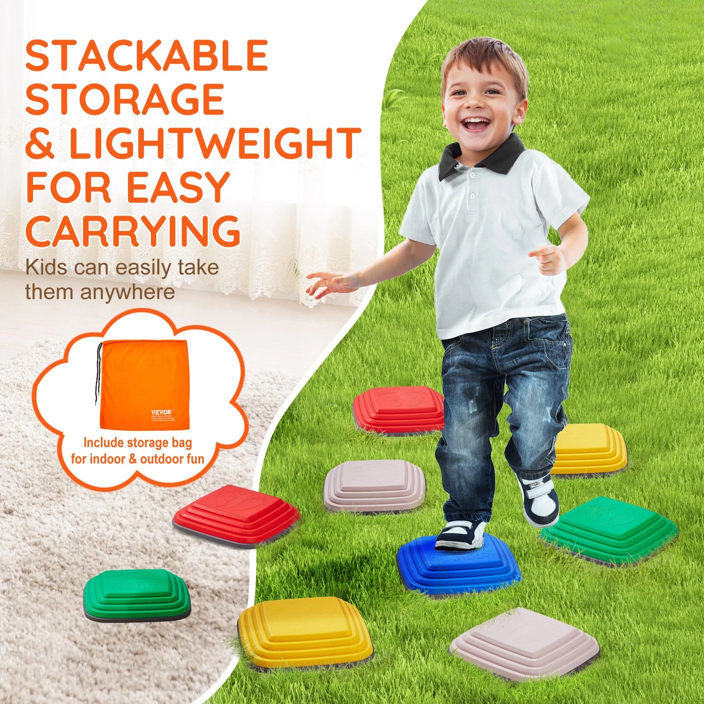 SucceBuy 10PCS Children's Balance Training Stepping Stones Sensory Coordination Game for Kids Sports Toys