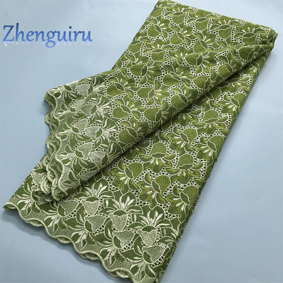 African Lace Fabric 2025 Swiss Voile Cotton Lace Elegant Nigerian Embroidered Cotton Lace Fabric 5 Yards for Women Sew A4016