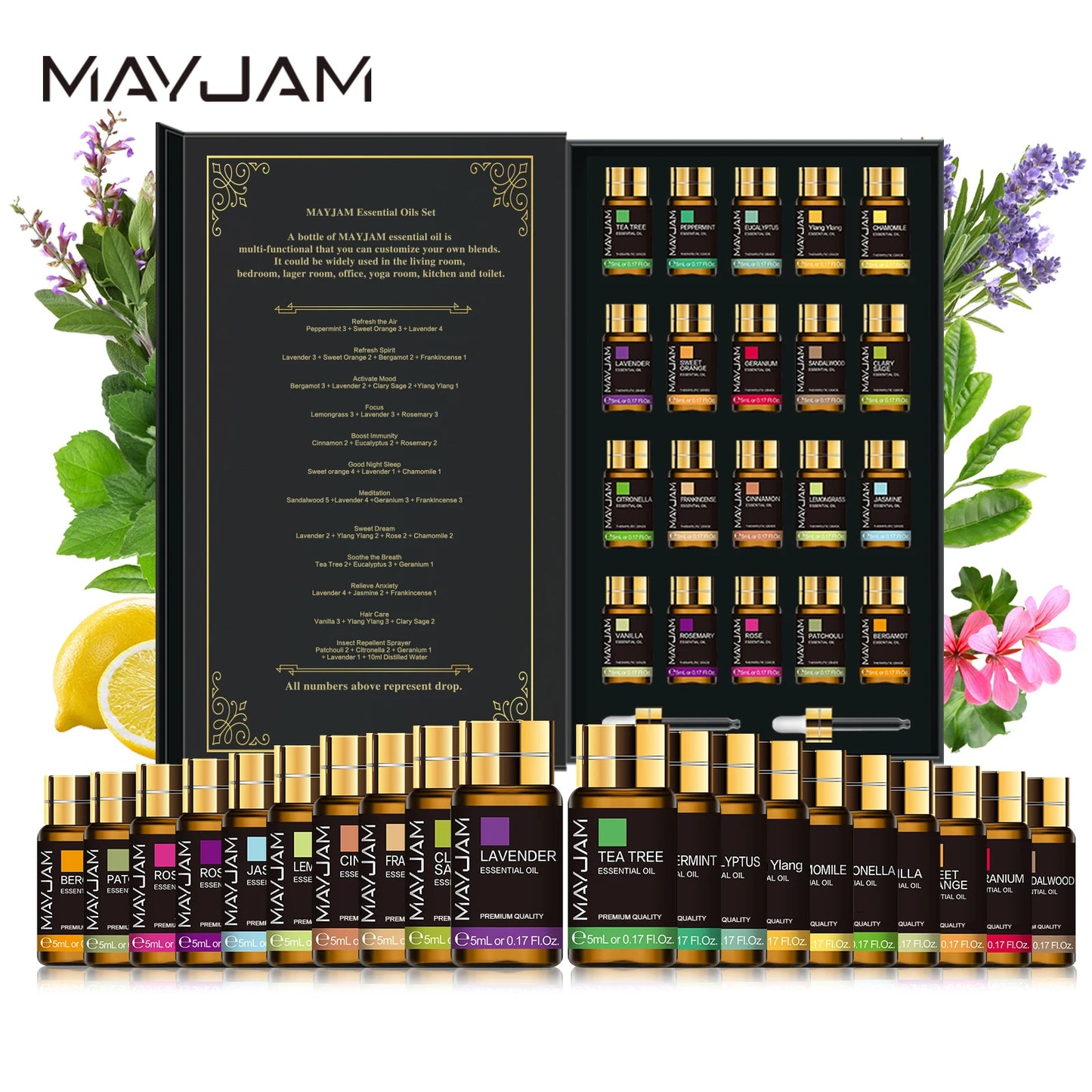 MAYJAM Essential Oils Kit Lavender Jasmine Eucalyptus