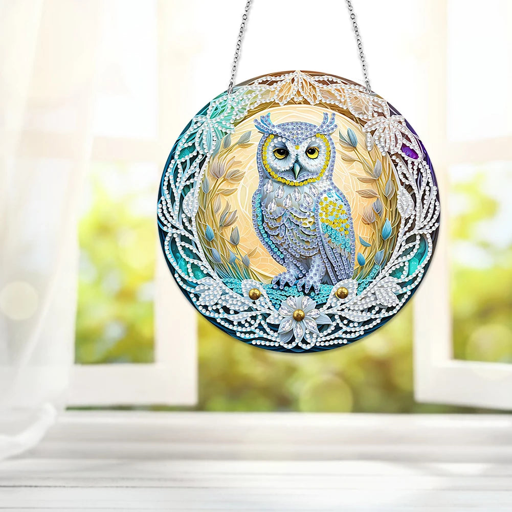 DIY Crystal Diamond Pendant Paint by Number 5D Special Shaped Drill Pendant Hanging Ornament Round Arts Craft Acrylic for Gift