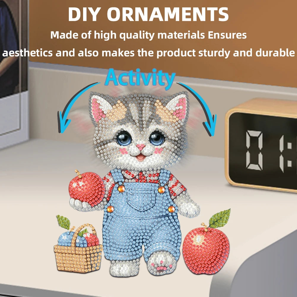 Green Lemon Love Diamond Painting Cat Shaking Head Kit