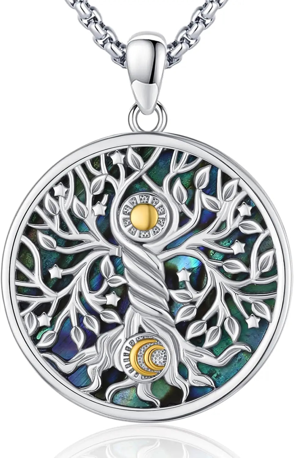 925 Sterling Silver Tree of Life Necklace Pendant Abalone Shell Celtic Knot Family Tree Jewelry for Men and Women Father's Day Gift