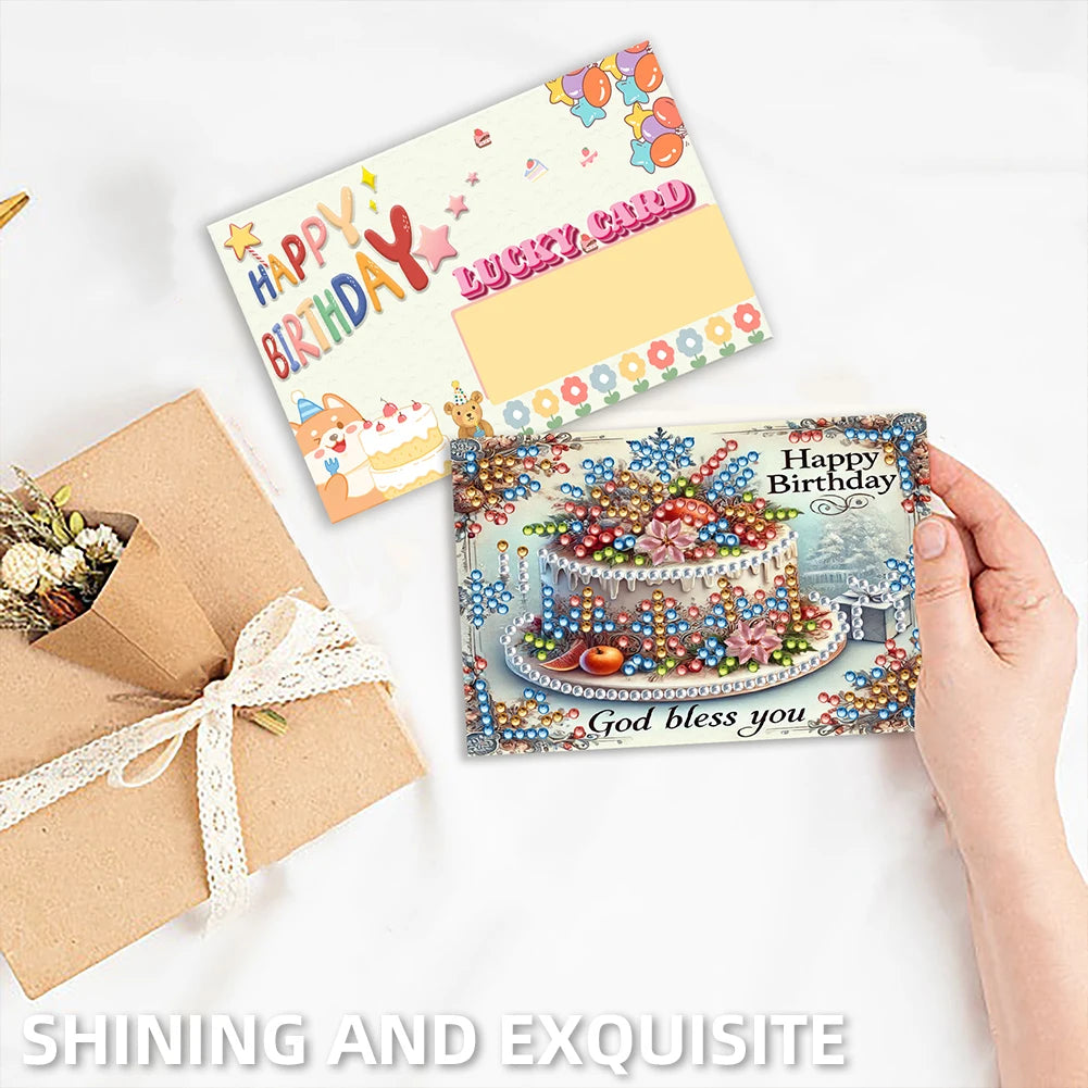 10pcs DIY Diamond Painting Crystal Scratch Card Party Event Gift Card (Birthday)