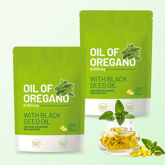 300 Capsules Oil Of Oregano with Black Seed Oil - Natural Antioxidants for Fitness Nutritional Support - Highly Effective
