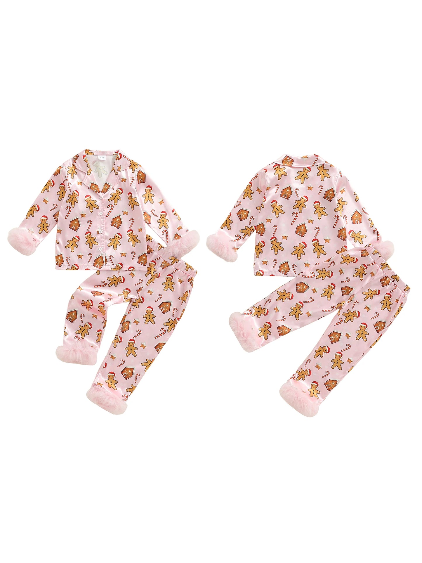 Infant 2-Piece Christmas Pajamas Set with Long Sleeve Gingerbread Man Print Shirt and Pants - Cozy Baby Loungewear for the