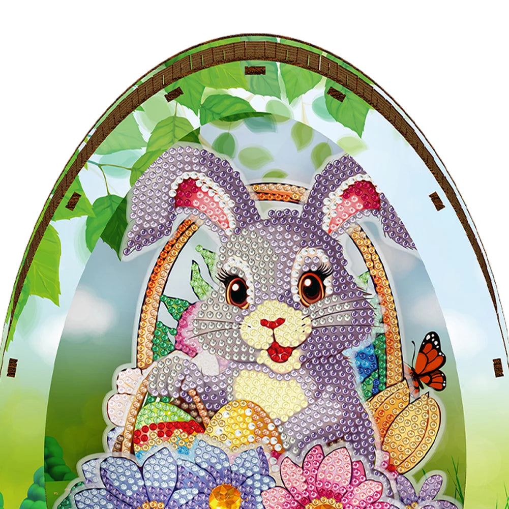 Wooden Diamond Painting Lamp Easter Egg Rabbit Special Shaped Crystal Drawing Bedside Night Light Crystal Drawing Lighting