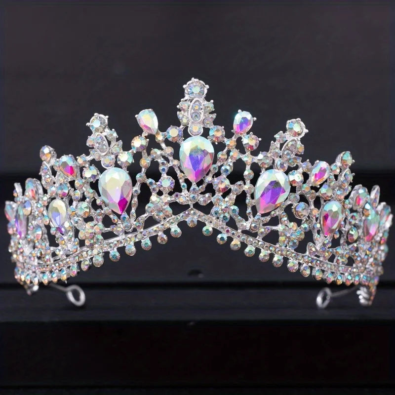TUANMINGCN Baroque Crystal Tiara Crown for Bride Hair