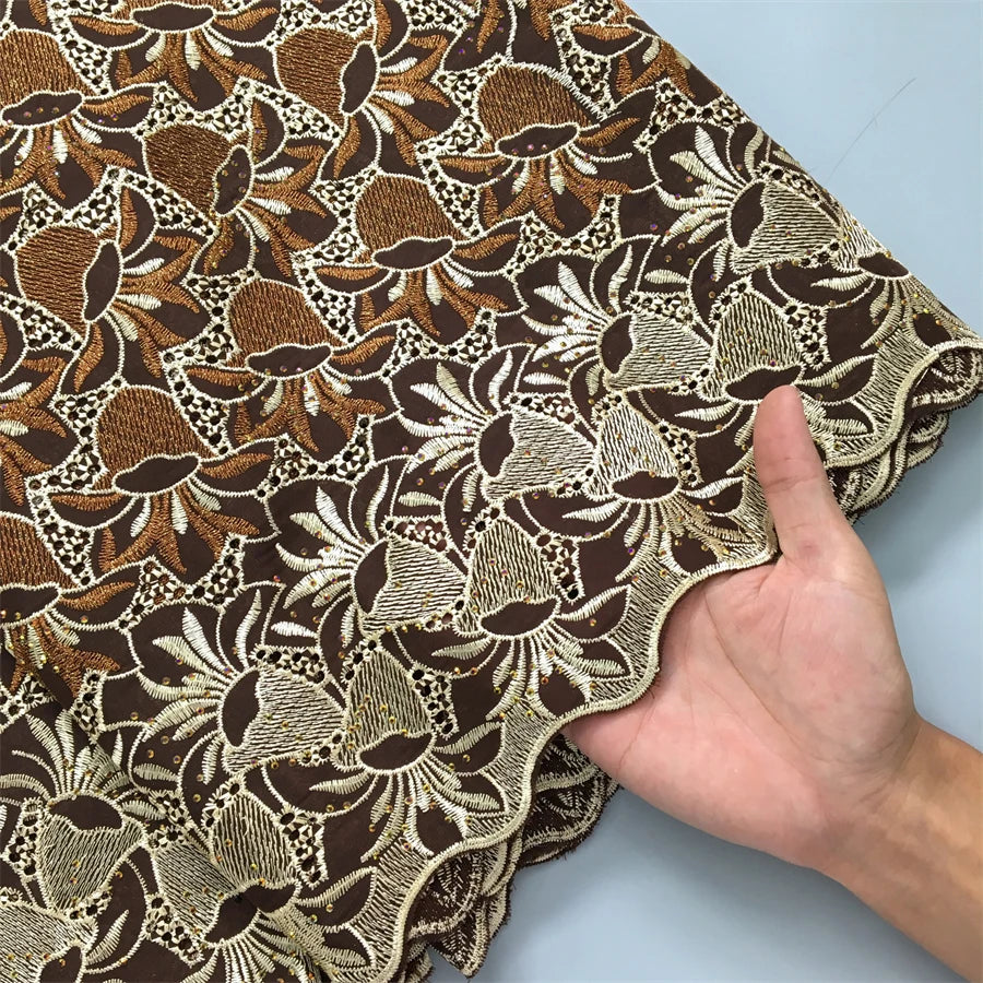 African Lace Fabric 2025 Swiss Voile Cotton Lace Elegant Nigerian Embroidered Cotton Lace Fabric 5 Yards for Women Sew A4016