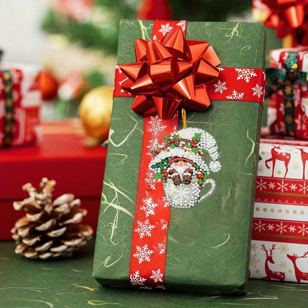 15pcs Xmas Gnome Theme 2D Flat DIY Hanging Diamond Art Kits Home Wall Decor