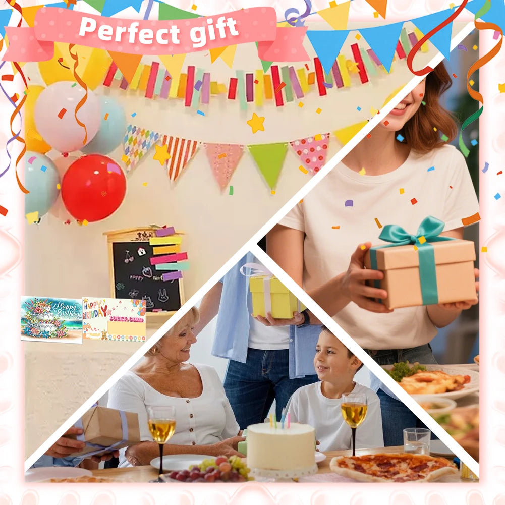 10pcs DIY Diamond Painting Crystal Scratch Card Party Event Gift Card (Birthday)