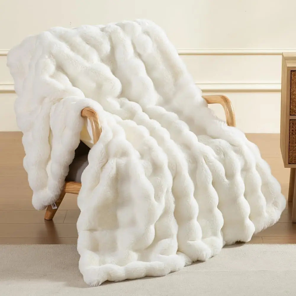 DUTRIEUX Faux Fur Throw Blanket Plush Cozy Warm All Seasons