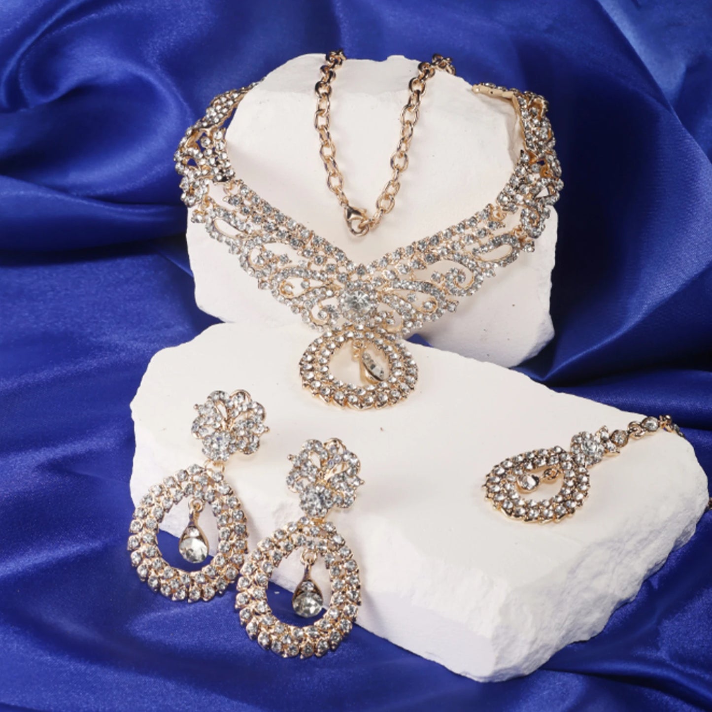 925 Silver Gold Kyanite Jewelry Set Necklace Earrings