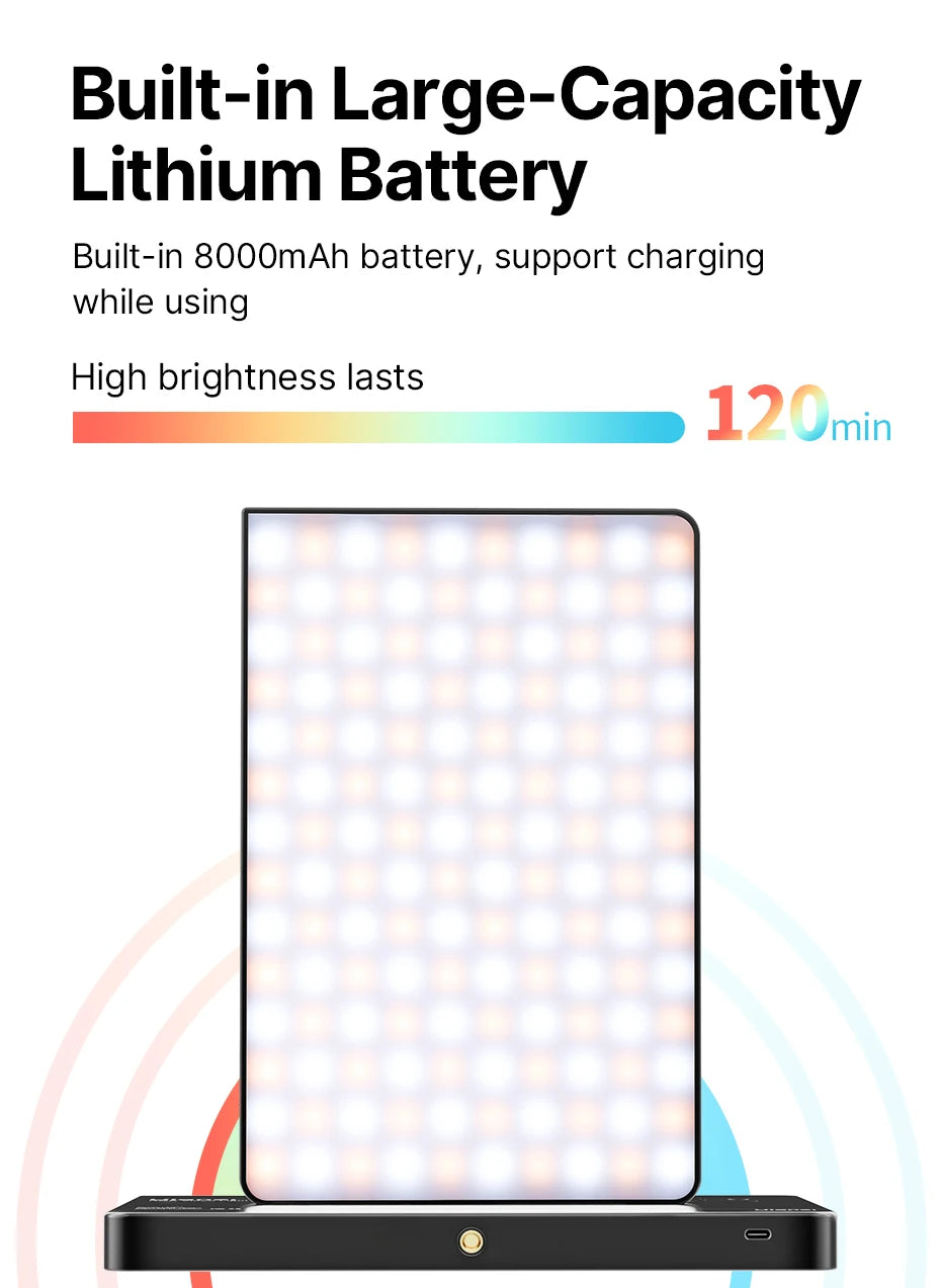 Ulanzi LT003 RGB Video Light Full Color Panel Light 8000mAh Dimmable 2500-9000K CRI 95+ Photo Studio Lamp 266 Beads Livestream