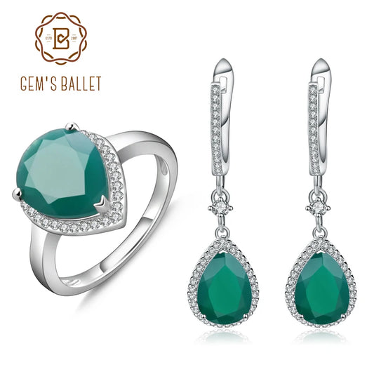GEM'S BALLET Sterling Silver Gemstone Earrings Ring Set