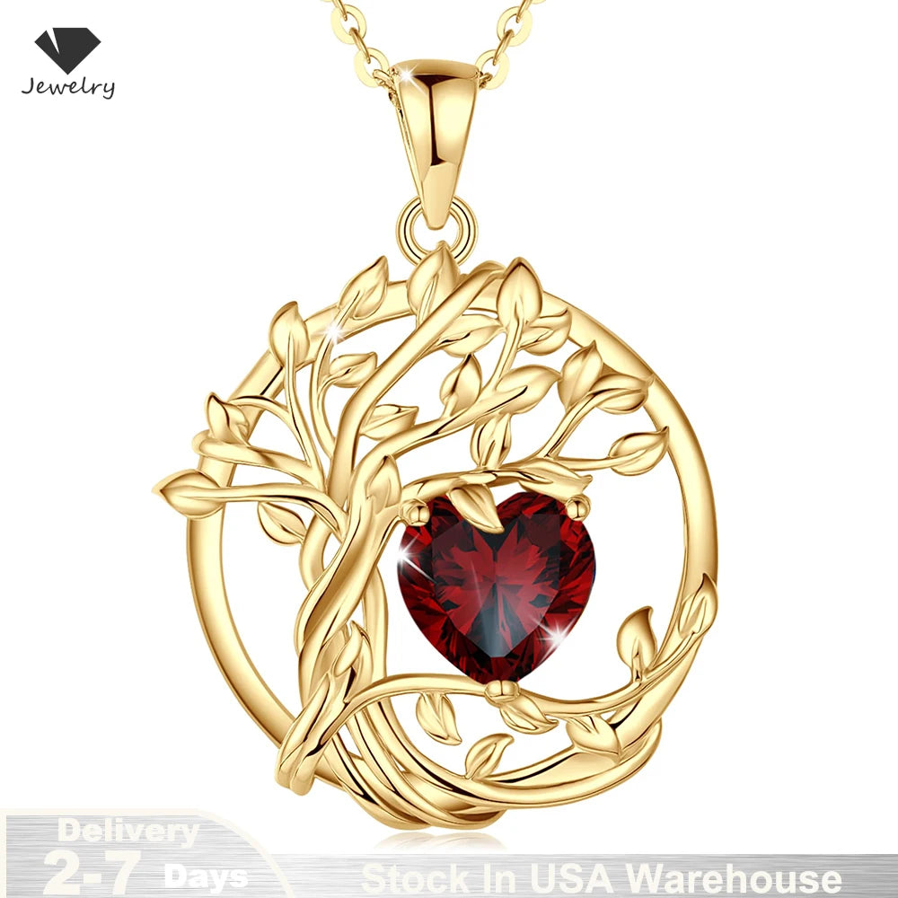 NoEnName_Null Tree of Life Birthstone Sterling Silver Pendant Necklace