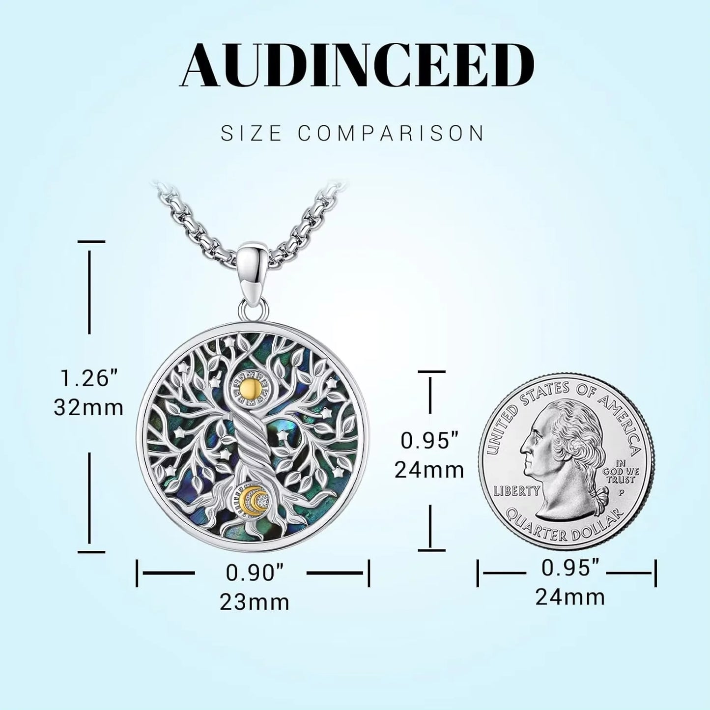 925 Sterling Silver Tree of Life Necklace Pendant Abalone Shell Celtic Knot Family Tree Jewelry for Men and Women Father's Day Gift